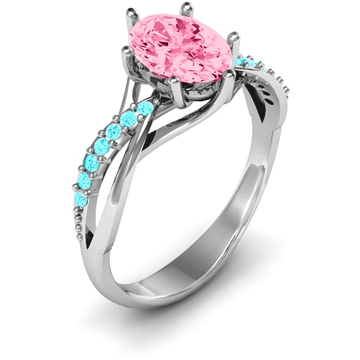 18CT White Gold Passion Twist Ring with Accents