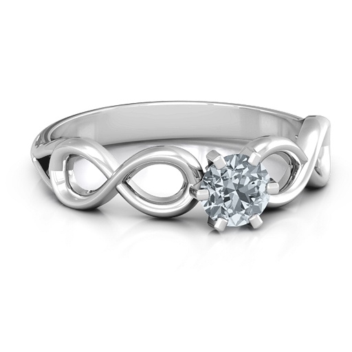 18CT White Gold Solitaire Infinity Ring