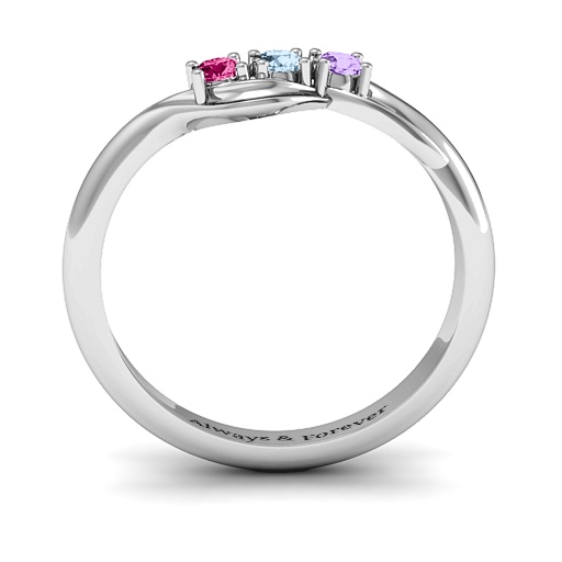 18CT White Gold Three Stone Wave Ring