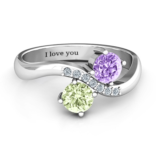 Storybook Romance Two Stone Solid White Gold Ring