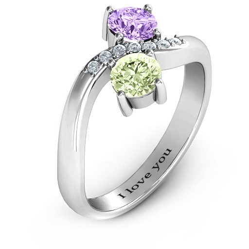 Storybook Romance Two Stone Solid White Gold Ring