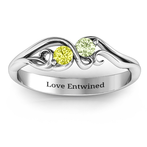 Swirl of Style Birthstone Solid White Gold Ring