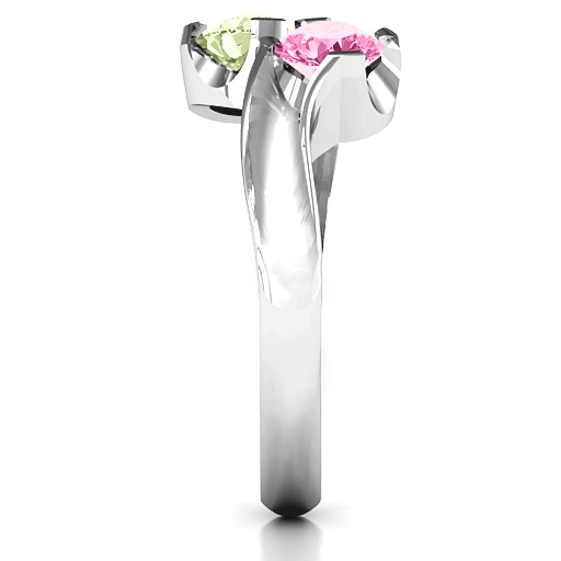 Two Stone Sparkle Solid White Gold Ring