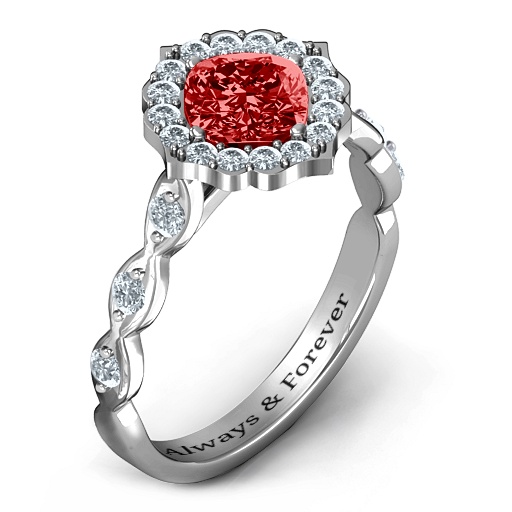 Vintage Glamour Solid White Gold Ring With Accent Stones