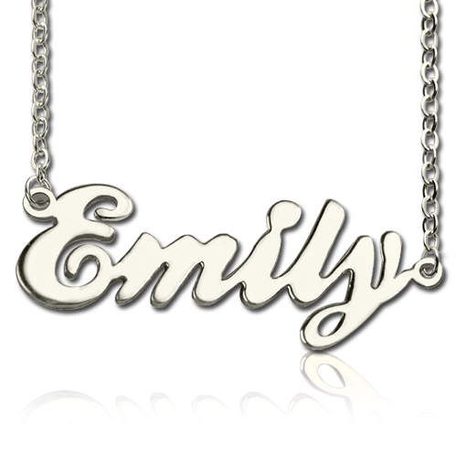 Cursive Script Name Necklace 18CT Solid White Gold