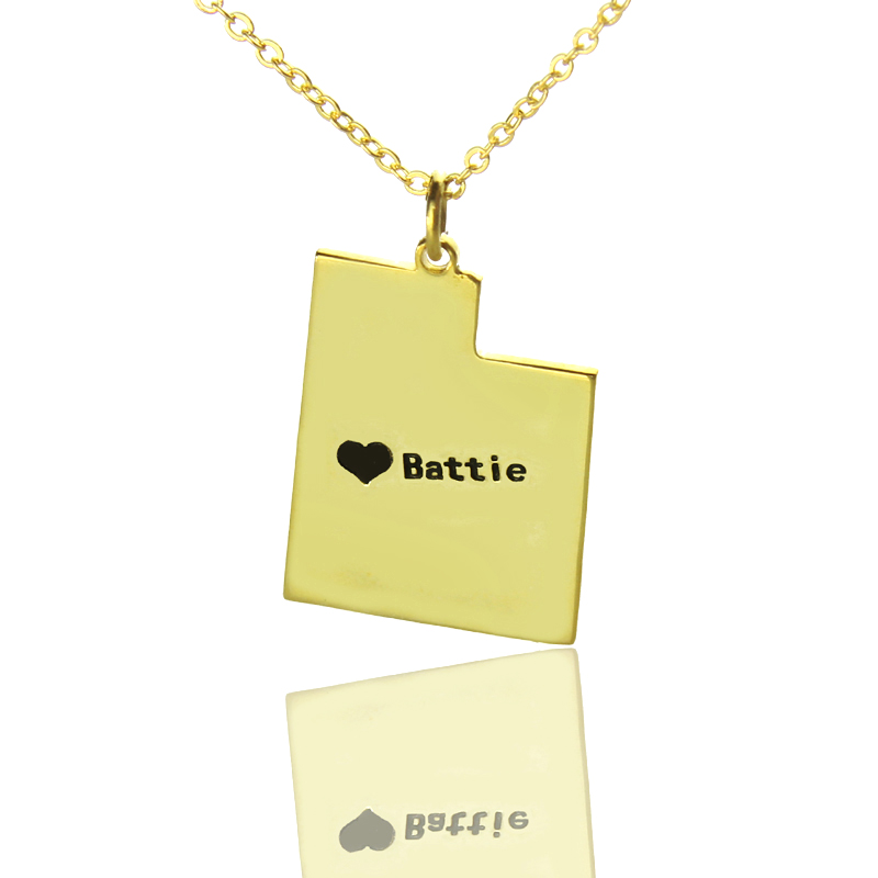 Custom Utah State Shaped Necklaces - Solid Gold