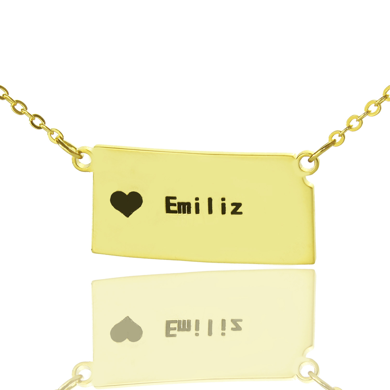 Custom Kansas State Shaped Necklaces - Solid Gold