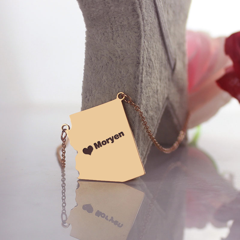 Custom Arizona State Shaped Necklaces - Rose Gold
