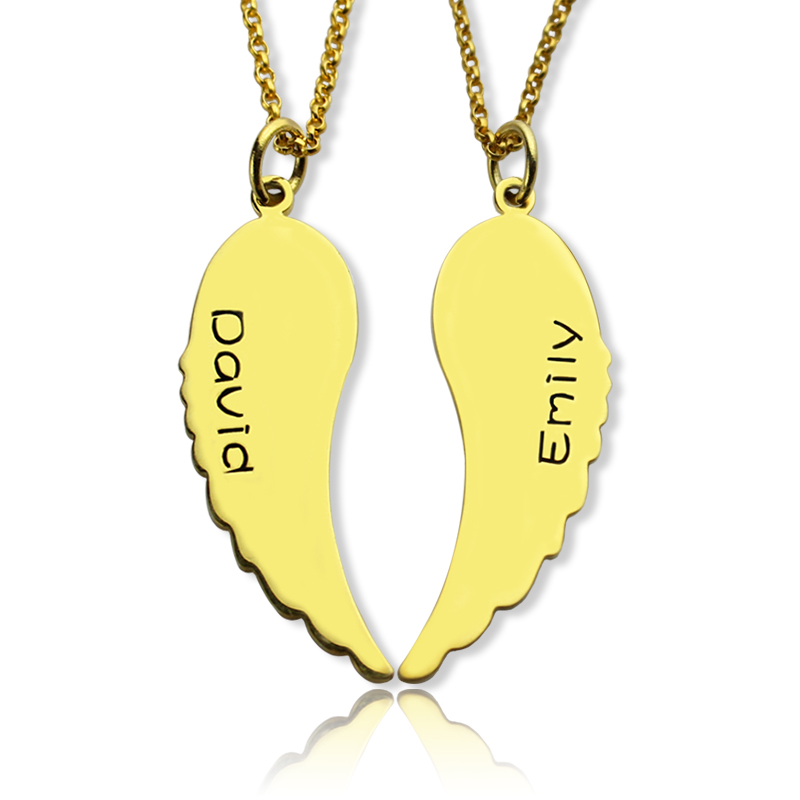 Matching Angel Wings Necklaces Set for Couple - 18CT Gold