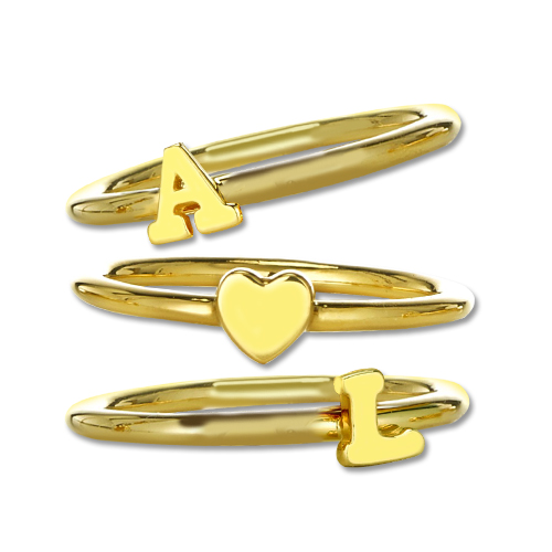 Stackable Initial Ring - 18CT Gold
