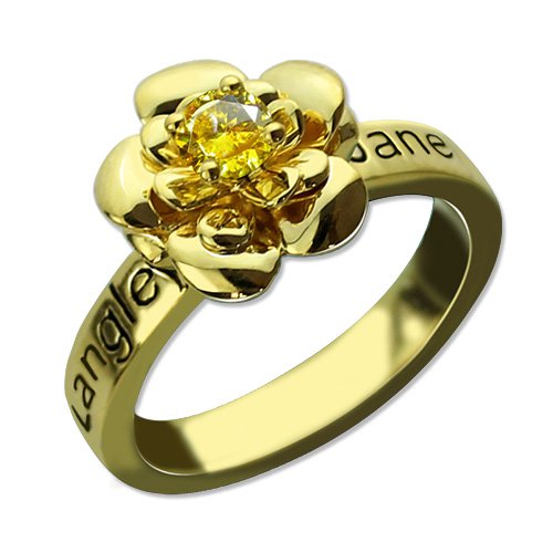 Promise Rose Ring for Her with Birthstone - 18CT Gold
