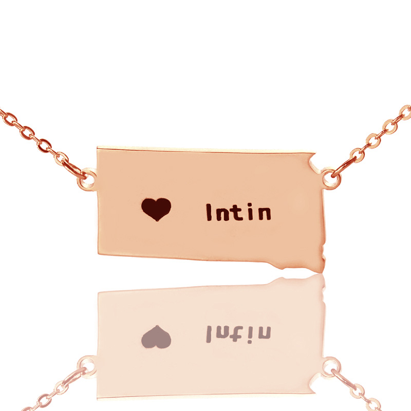 South Dakota State Shaped Necklaces - Rose Gold