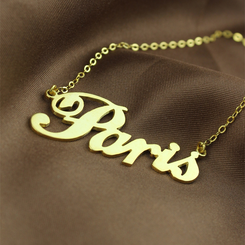 Paris Hilton Style Name Necklace 18CT Solid Gold