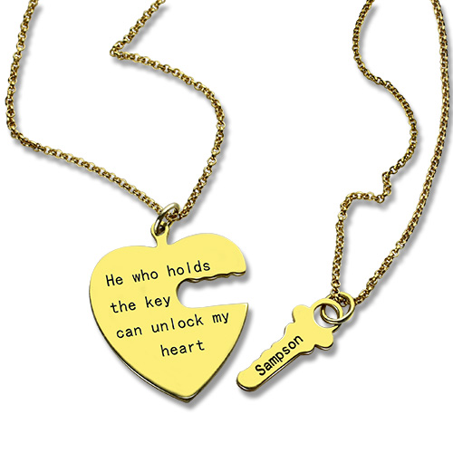 He Who Holds the Key Couple Necklaces Set - 18CT Gold
