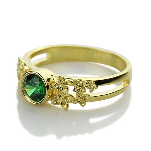 Flower Engagement Birthstone Name Ring Gold
