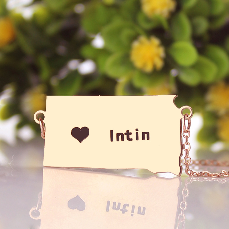 South Dakota State Shaped Necklaces - Rose Gold