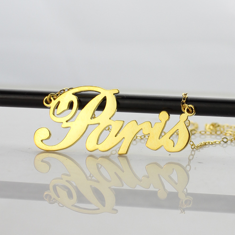 Paris Hilton Style Name Necklace 18CT Solid Gold
