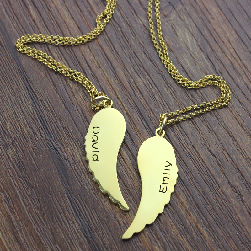 Matching Angel Wings Necklaces Set for Couple - 18CT Gold