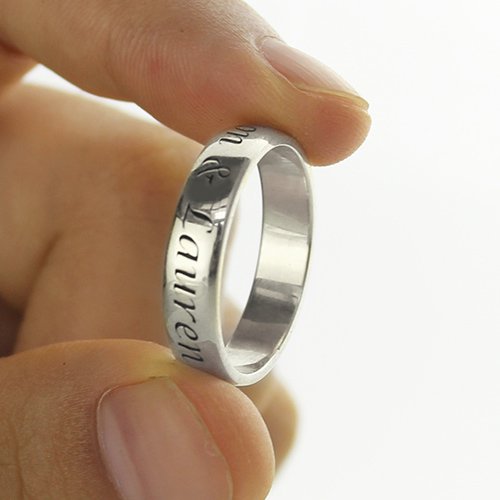 Promise Name Solid White Gold Ring
