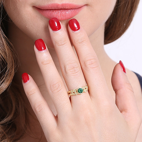 Flower Engagement Birthstone Name Ring Gold