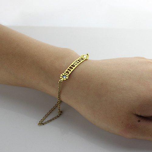 Personalised Birthstone Name Bracelet for Her - 18CT Gold
