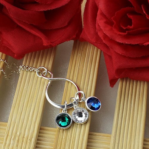 Solid White Gold Birthstone Infinity Charm Necklace