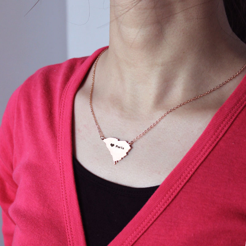 South Carolina State Shaped Necklaces - Rose Gold