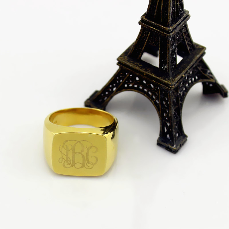 18CT Gold Fashion Monogram Initial Ring