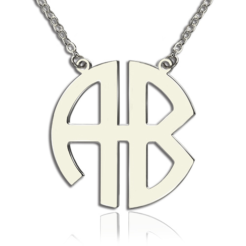 Solid Gold PersonailzedTwo Initial Block Monogram Pendant