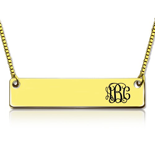 Personalised - 18CT Gold Initial Bar Necklace Monogram