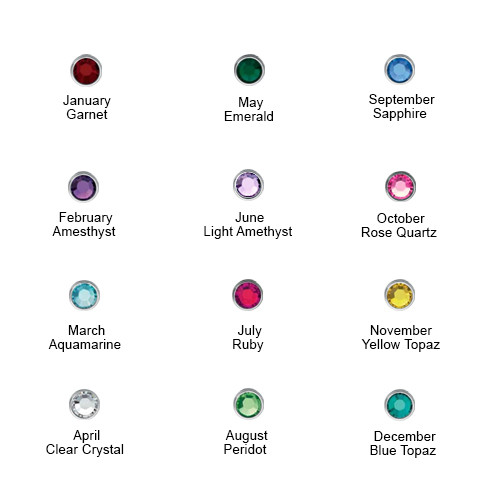 Solid White Gold Engraved Birthstone Necklace for Mum