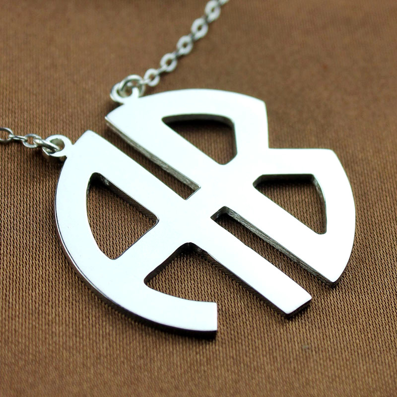Solid Gold PersonailzedTwo Initial Block Monogram Pendant