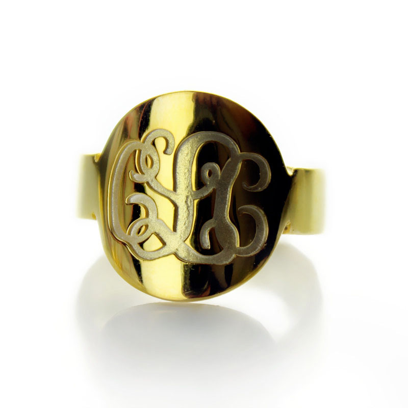 Engraved - 18CT Gold Script Monogram Itnitial Ring