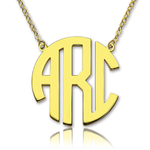 Solid Gold 18CT Initial Block Monogram Pendant Necklace