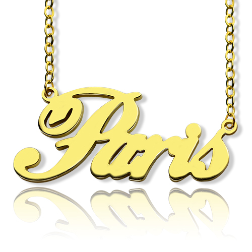 Paris Hilton Style Name Necklace 18CT Solid Gold