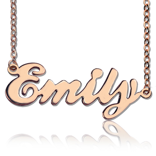 Cursive Script Name Necklace 18CT Solid Rose Gold