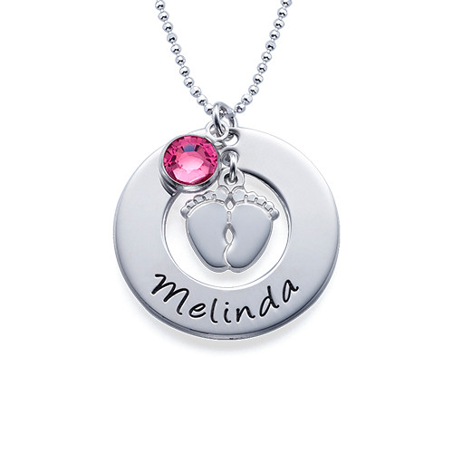 Solid Gold New Mum Necklace with Baby Feet