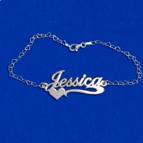 Solid Gold Side Heart Name Bracelet