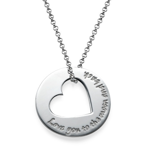 Solid Gold Engraved Name Necklace with Heart Cut Out