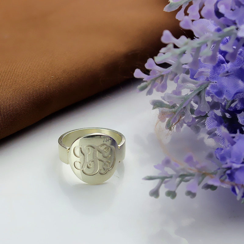Make Your Own Monogram Itnitial Solid White Gold Ring