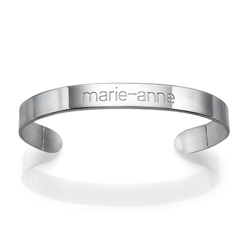White Gold Engraved Cuff Bracelet
