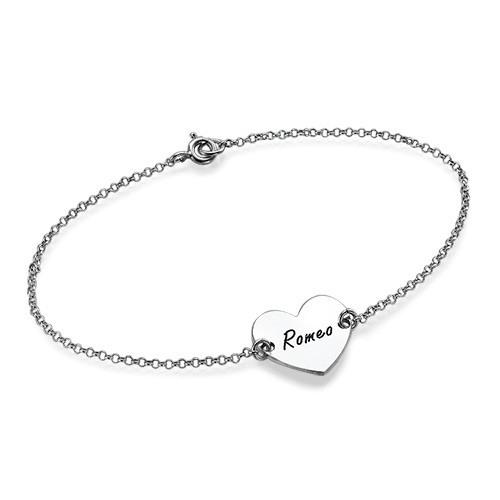 18CT White Gold Engraved Heart Couples Bracelet/Anklet