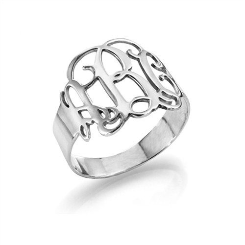18CT White Gold Monogram Ring