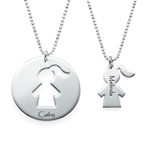 Mum daughter necklace set store