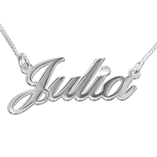 18CT White Gold and Diamond Name Necklace