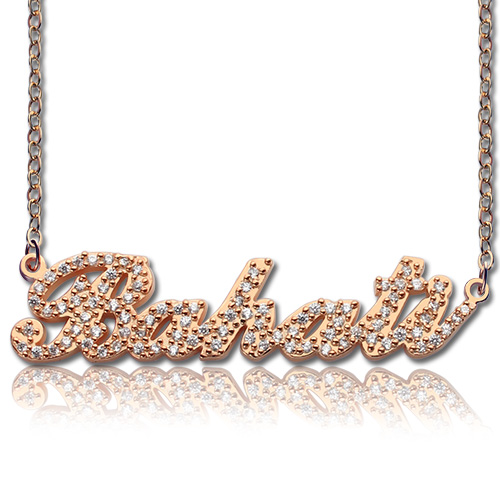 Rose Gold Full Birthstone Carrie Name Necklace