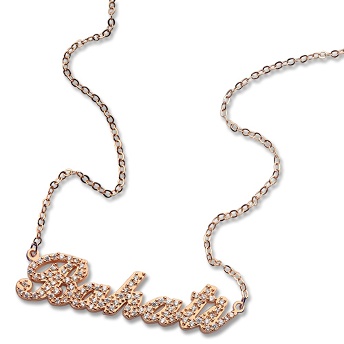 Rose Gold Full Birthstone Carrie Name Necklace