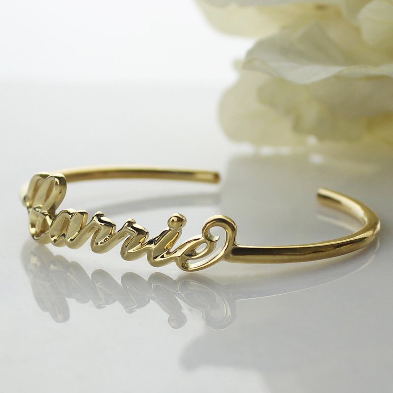 Personalised - 18CT Gold Name Bangle Bracelet
