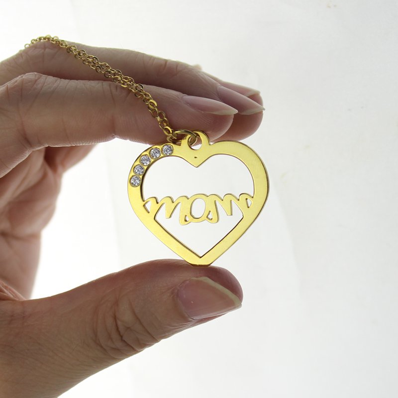 Mothers Heart Necklace With Birthstone - 18CT Gold