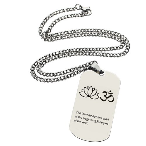 Solid Gold Yoga Theme,Lotus Flower Name Dog Tag Necklace